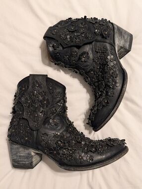 Old Gringo Vesuvio Floral Black Goat & Calf Leather Hippie Chic Cowgirl Boots